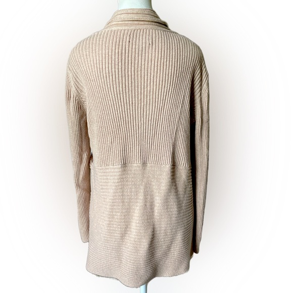 Dana Buchman Ribbed Tan Waterfall Cardigan XL - Picture 3 of 9